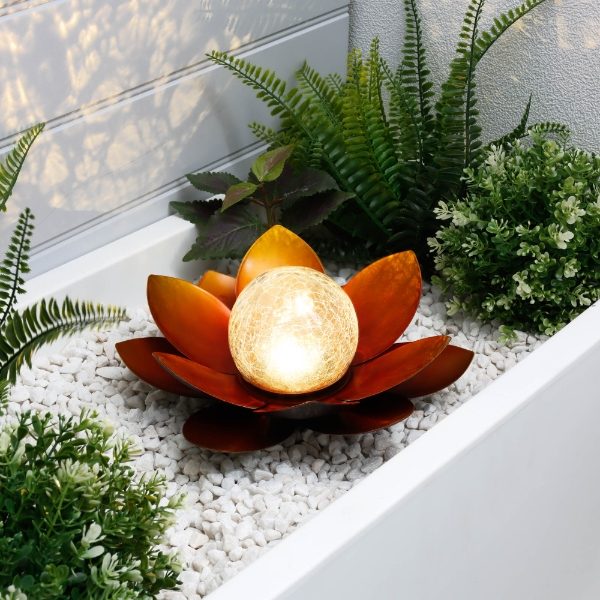 Solar Metal Lotus With Crackle Ball Light (Outer Ctn Qty: 6)