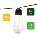 2m Solar Filament LEB Bulb String Lights (10 Piece) (Outer Ctn Qty: 12)