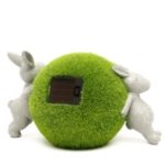 Rabbits Holding Grass Ball Solar Ornament
