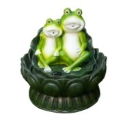 Two Frogs On A Lily Pad Solar Water Feature