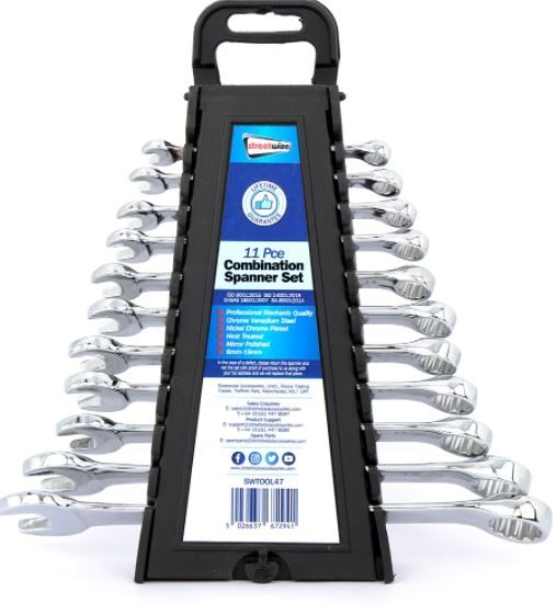 an image of mirror polished combination spanner set