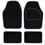 4 Piece Black Carpet Mat Set with Grey Piping (Box Qty: 12)