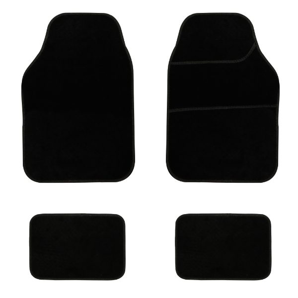 4 Piece Black Velour Mat Set with Black Bind (Box Qty: 12)