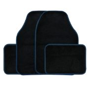 4 Piece Black Carpet Mat Set with Blue Binding (Box Qty: 12)