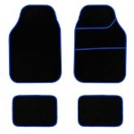 4 Piece Black Velour Mat Set with Blue Bind (Box Qty: 12)