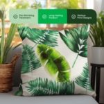 Outdoor Pair of Botanical Green Palm Print Scatter Cushions