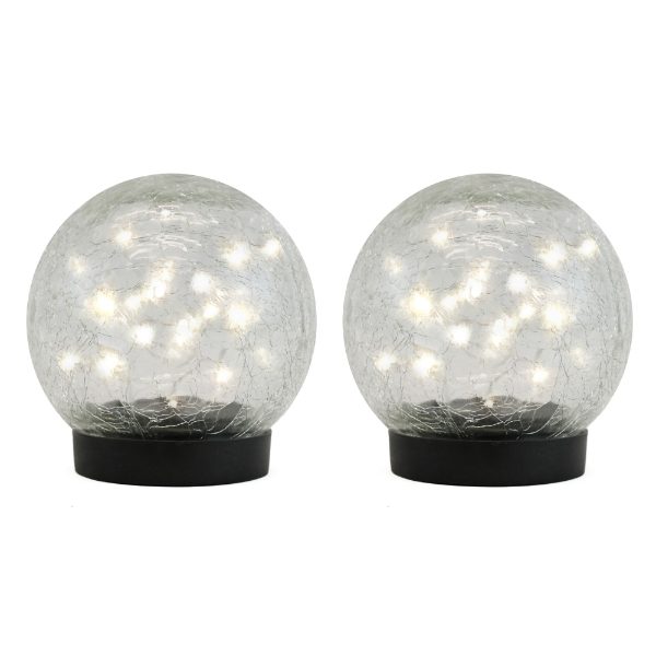 Pair of Solar Powered LED Crackle Balls (Outer Ctn Qty: 6)