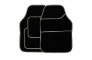 4 Piece Black Velour Mat Set with Silver Bind (Box Qty: 12)