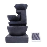 Solar Powered Water Feature - Cascading Black Ceramic (Outer Ctn Qty: 1)