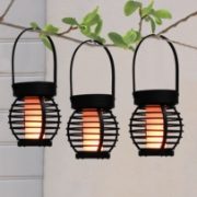 Hanging Solar Mini Lanterns With Flame-Effect LED (Pack of 3) (Outer Ctn Qty: 12)