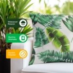 Outdoor Pair of Botanical Green Palm Print Scatter Cushions