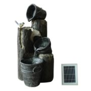 Solar Cascading Woodland Water Feature W/ Battery Back-Up