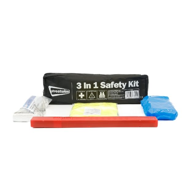 3-in-1 Safety Kit Inc Triangle, Reflective Jacket & First Aid Kit (Outer Ctn Qty: 10)