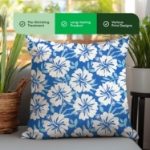 Outdoor Pair of Blue Hawaiian Print Scatter Cushions
