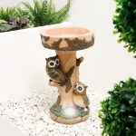 Solar Owl Birdbath