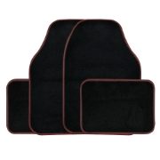 4 Piece Black Carpet Mat Set with Red Piping (Box Qty: 12)