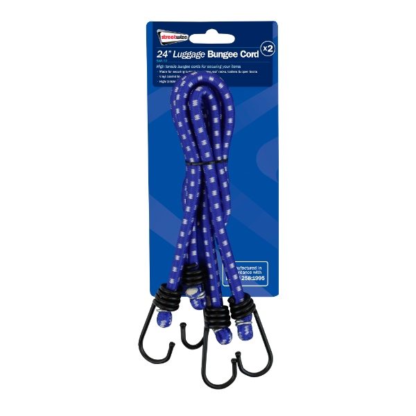 Pair of 24" Bungee Cords (Luggage Elastics) - British Standard Approved (Box Qty: 100)