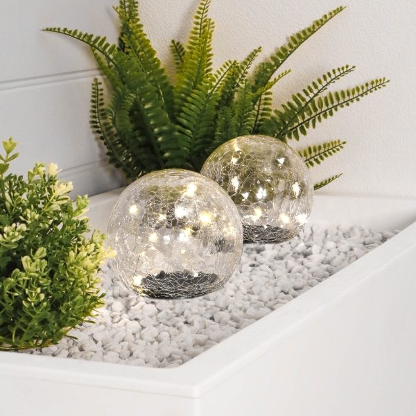 Pair of Solar Powered LED Crackle Balls (Outer Ctn Qty: 6)