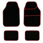 4 Piece Black Velour Mat Set with Red Bind (Box Qty: 12)