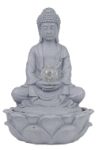 Solar-Powered Buddha Water Feature with Solar Light Ball (Box Qty: 1)