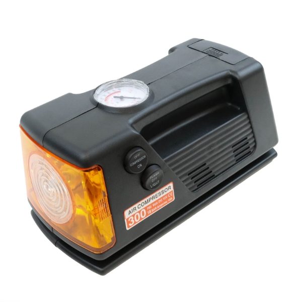 300PSI 12V 3-in-1 Analogue Air Compressor With LED Torch (Oblong-Style) (Box Qty: 8)