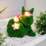Solar Powered Sitting Rabbit with Multiple Flowers