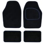 4 Piece Black Carpet Mat Set with Blue Binding (Box Qty: 12)