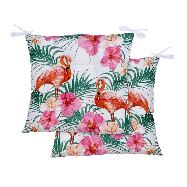 Outdoor Pair Of Seat Cushions - Flamingo Palm (Outer Ctn Qty: 22)